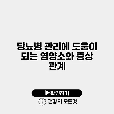 당뇨병 관리에 도움이 되는 영양소와 증상 관계