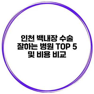인천 백내장 수술 잘하는 병원 TOP 5 및 비용 비교