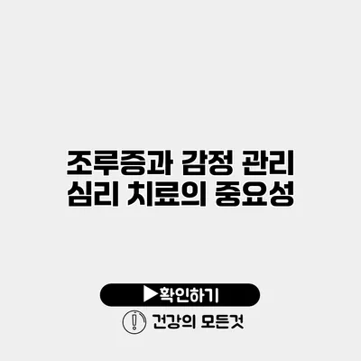 조루증과 감정 관리 심리 치료의 중요성