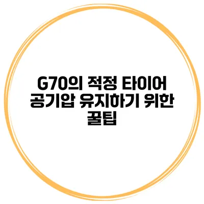 G70의 적정 타이어 공기압 유지하기 위한 꿀팁