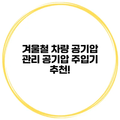 겨울철 차량 공기압 관리: 공기압 주입기 추천!
