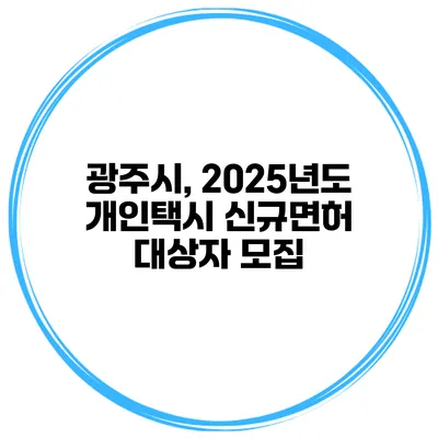 광주시, 2025년도 개인택시 신규면허 대상자 모집