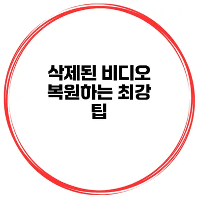 삭제된 비디오 복원하는 최강 팁