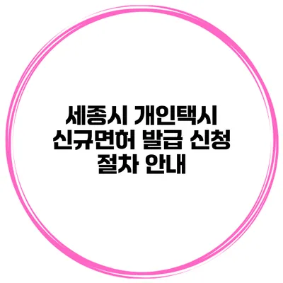 세종시 개인택시 신규면허 발급 신청 절차 안내
