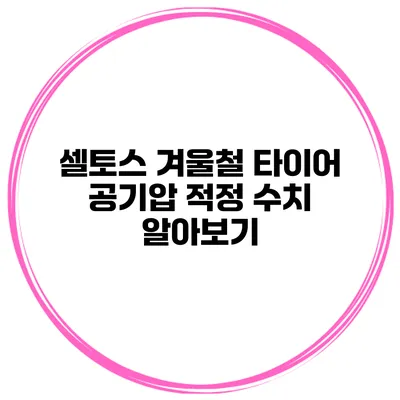셀토스 겨울철 타이어 공기압 적정 수치 알아보기