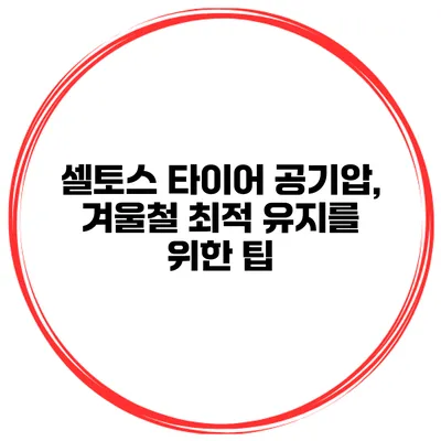 셀토스 타이어 공기압, 겨울철 최적 유지를 위한 팁