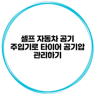 셀프 자동차 공기 주입기로 타이어 공기압 관리하기