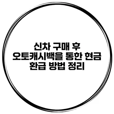 신차 구매 후 오토캐시백을 통한 현금 환급 방법 정리