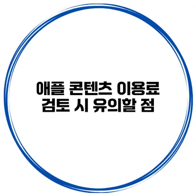 애플 콘텐츠 이용료 검토 시 유의할 점