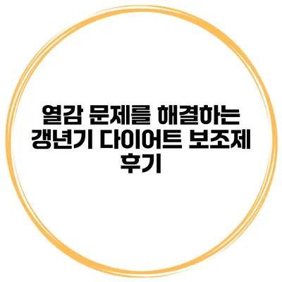 열감 문제를 해결하는 갱년기 다이어트 보조제 후기