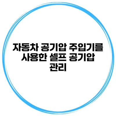 자동차 공기압 주입기를 사용한 셀프 공기압 관리