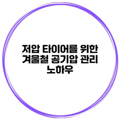 저압 타이어를 위한 겨울철 공기압 관리 노하우
