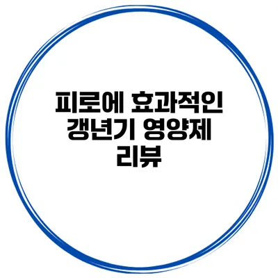 피로에 효과적인 갱년기 영양제 리뷰