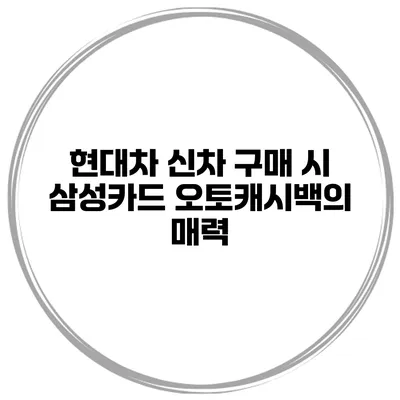 현대차 신차 구매 시 삼성카드 오토캐시백의 매력